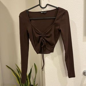 Zara long sleeve crop top